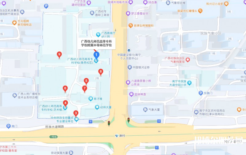廣西幼兒師范高等專科學校附屬中等師范學校地址，乘車路線